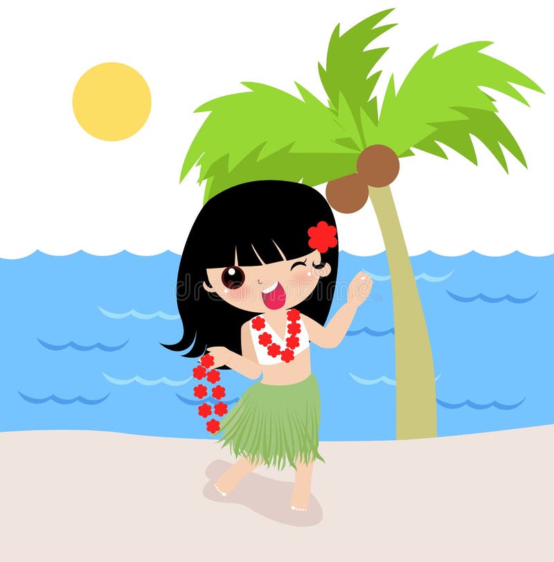 Muchacha de Hula hawaiana ilustración del vector. Ilustración de