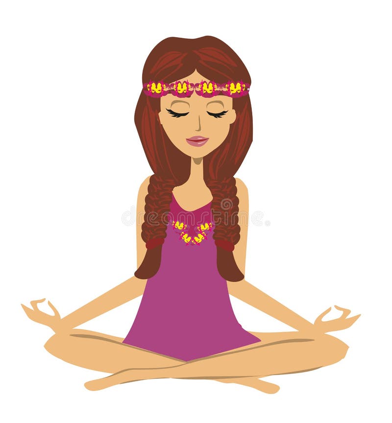 Muchacha de la yoga en la posición de loto libre illustration Muchacha de la yoga en la posición de loto libre illustration