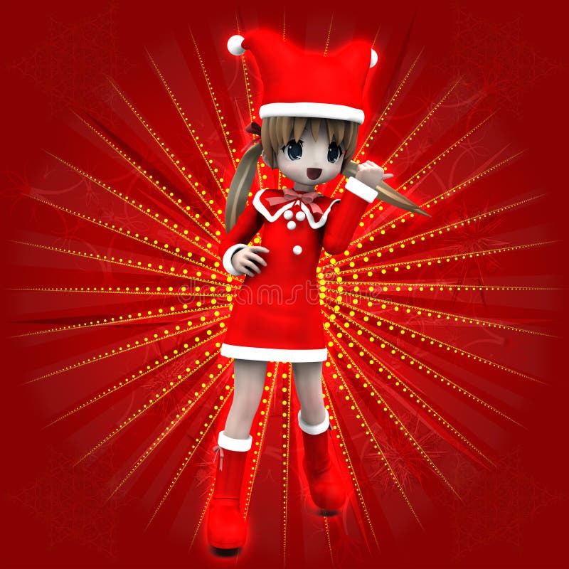 Muchacha Del Anime En Alineada De La Navidad Stock de ilustración -  Ilustración de brillo, santa: 27751172