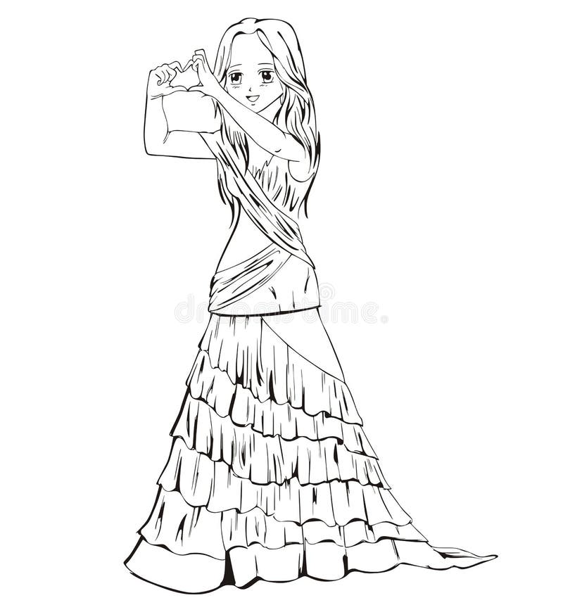 Muchacha Elegante Del Anime En Vestido De Noche Ilustración del Vector -  Ilustración de tarde, mujer: 27633349