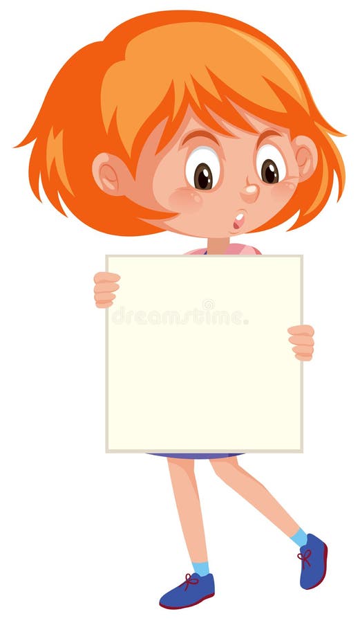 Muchacha joven del jengibre que lleva a cabo concepto del papel en blanco libre illustration Muchacha joven del jengibre que lleva a cabo concepto del papel en blanco libre illustration