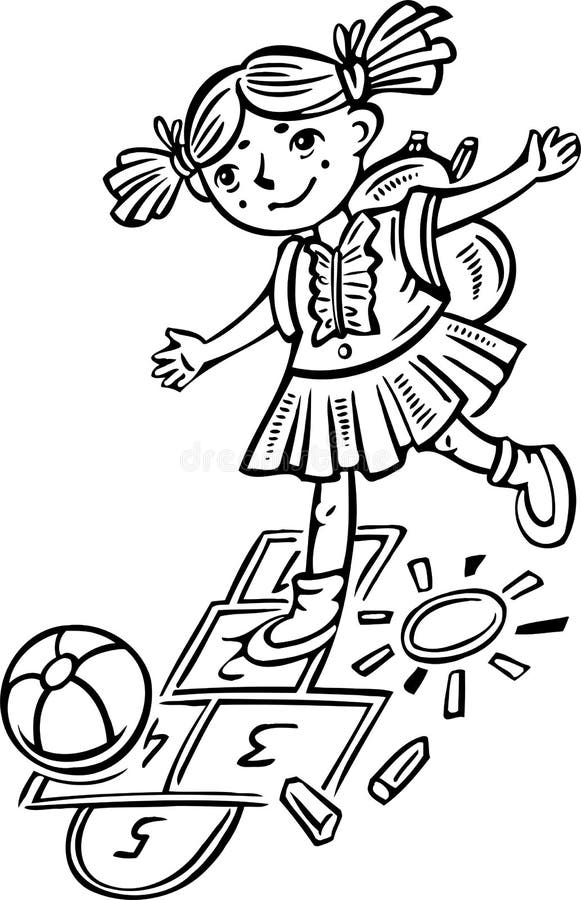 Muchacha que juega hopscotch. Niños. libre illustration Muchacha que juega hopscotch. Niños. libre illustration