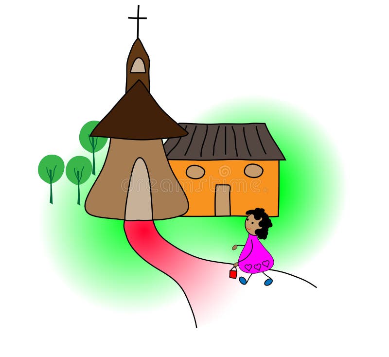 Muchacha Que Va a La Iglesia Ilustración del Vector - Ilustración de cruz,  alegre: 30979399