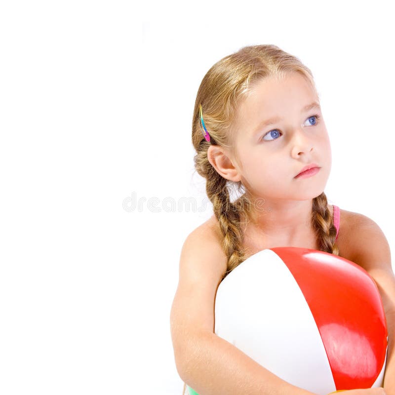 Young girl with big ball. Young girl with big ball