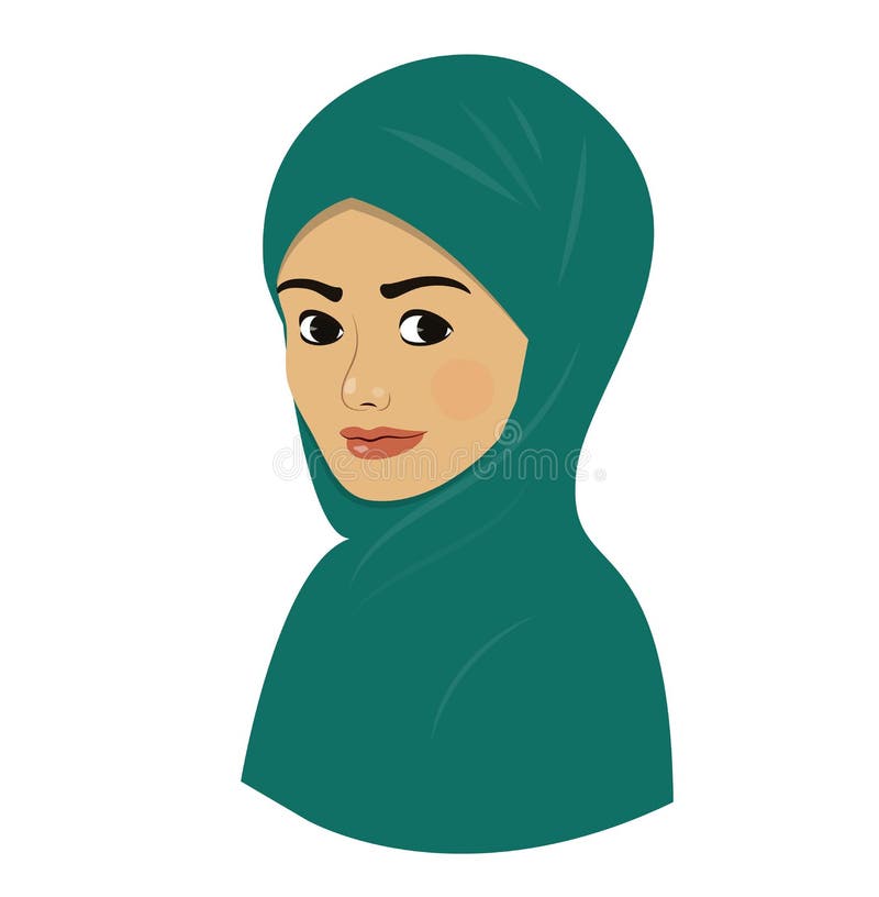 Muchacha árabe hermosa oriental en hijab coloreado verde claro ilustración del vector Muchacha árabe hermosa oriental en hijab coloreado verde claro ilustración del vector