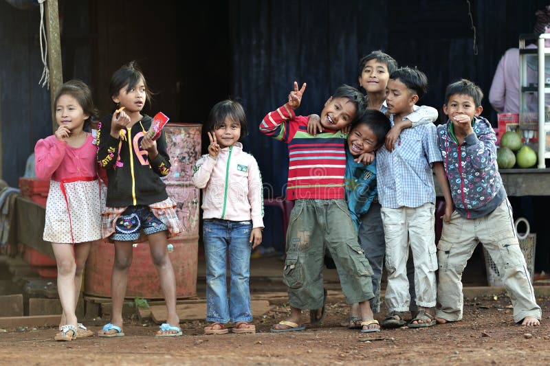 Poor children boy and girl along mekong river in village, taken in Cambodia east, asia. Poor children boy and girl along mekong river in village, taken in Cambodia east, asia