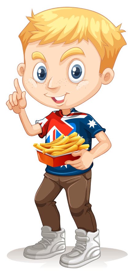 Muchacho australiano que sostiene la bandeja de fritadas ilustración del vector Muchacho australiano que sostiene la bandeja de fritadas ilustración del vector