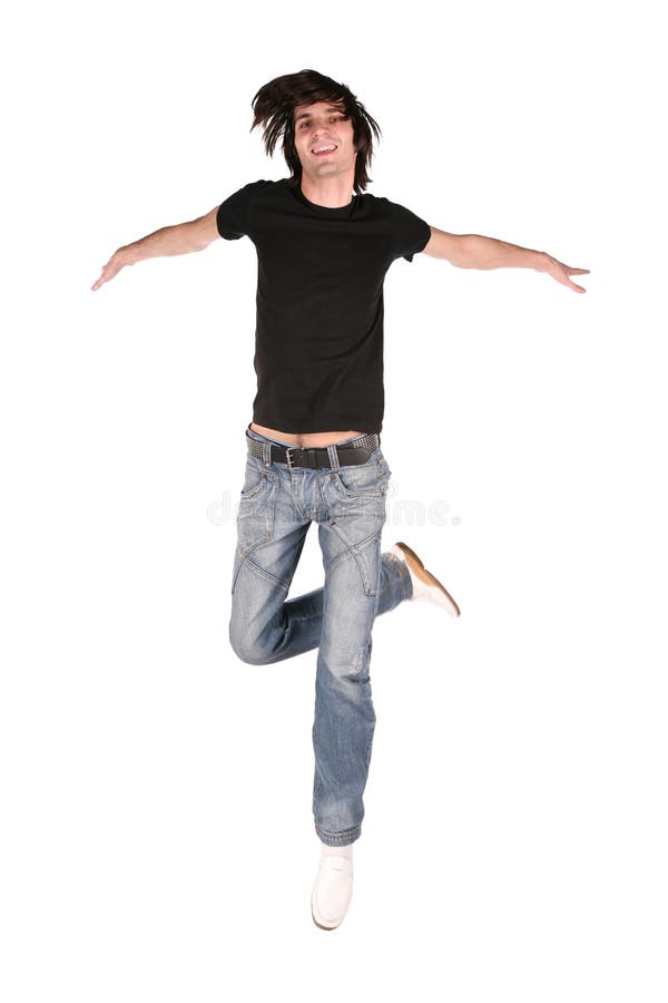 Muchacho de salto en negro foto de archivo libre de regalías Muchacho de salto en negro foto de archivo libre de regalías