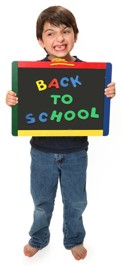 Muchacho feliz con de nuevo a la escuela imagen de archivo libre de regalías Muchacho feliz con de nuevo a la escuela imagen de archivo libre de regalías
