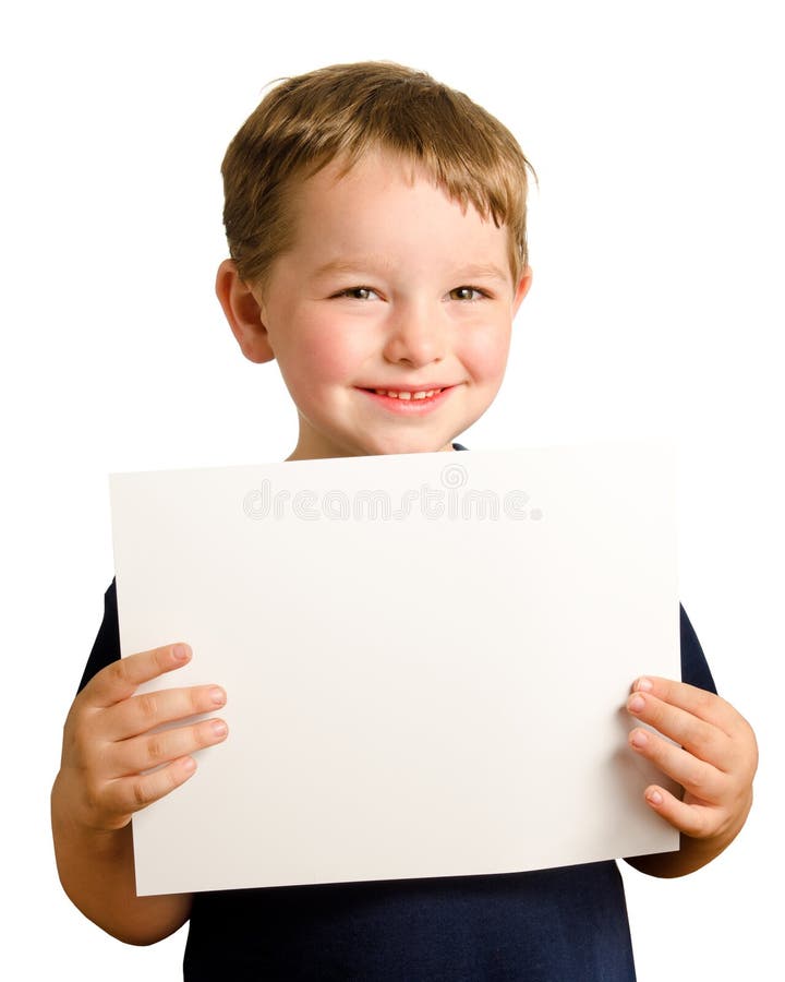 Muchacho feliz joven lindo del preschooler que soporta la muestra imagen de archivo libre de regalías Muchacho feliz joven lindo del preschooler que soporta la muestra imagen de archivo libre de regalías