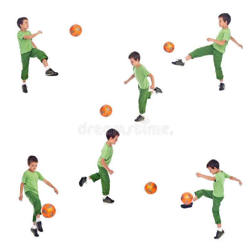 Muchacho que juega al fútbol - varios tiros del ángulo fotografía de archivo libre de regalías Muchacho que juega al fútbol - varios tiros del ángulo fotografía de archivo libre de regalías