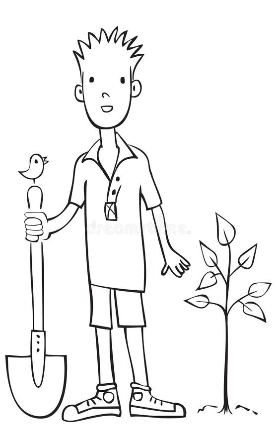Muchacho que planta la ilustración del vector del árbol ilustración del vector Muchacho que planta la ilustración del vector del árbol ilustración del vector