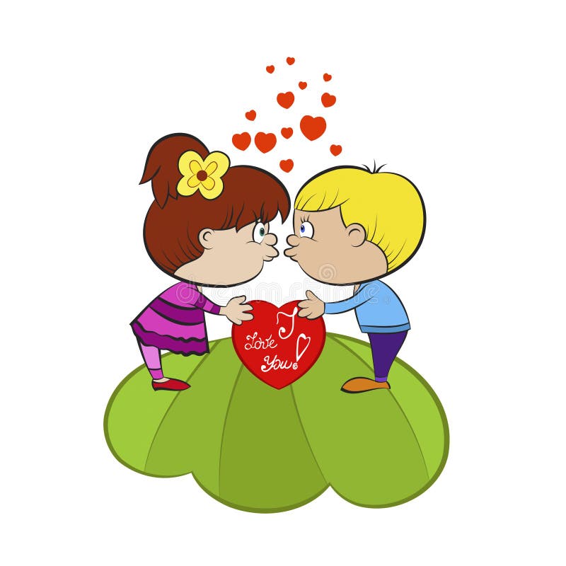 Muchacho y muchacha en amor stock de ilustración Muchacho y muchacha en amor stock de ilustración