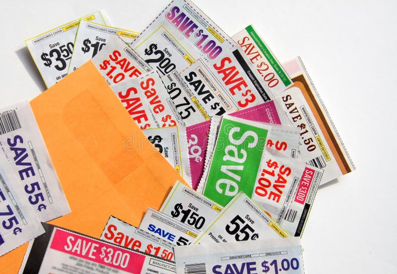 Muchas cupones en sobre imagenes de archivo Muchas cupones en sobre imagenes de archivo
