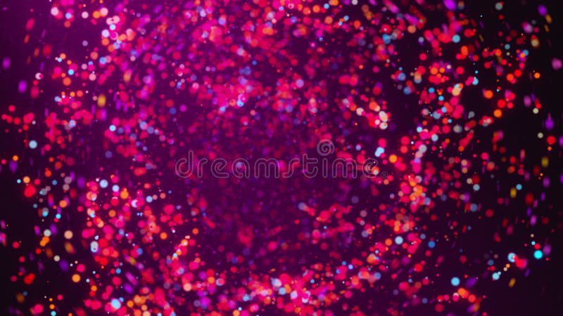 Muchas partículas coloridas girando con bokeh Fondo de confetti de procesamiento 3d generado por el equipo stock de ilustración