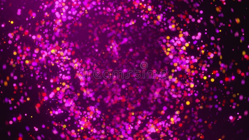 Muchas partículas coloridas girando con bokeh Fondo de confetti de procesamiento 3d generado por el equipo stock de ilustración