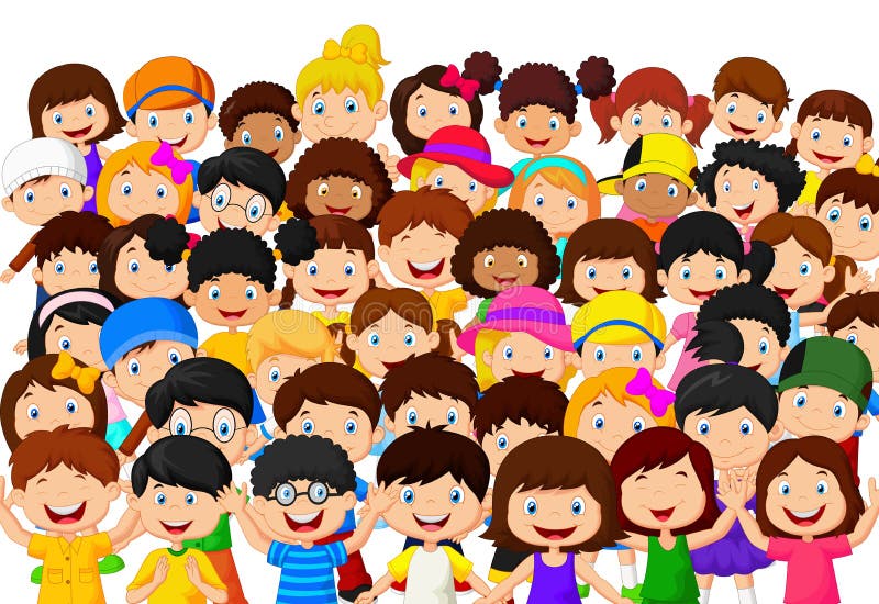 Muchedumbre de historieta de los niños stock de ilustración