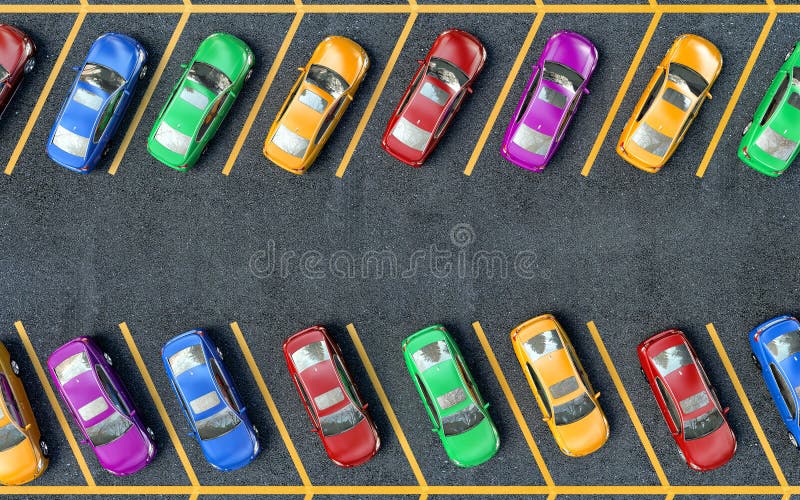 Many cars parked. 3d illustration. Many cars parked. 3d illustration