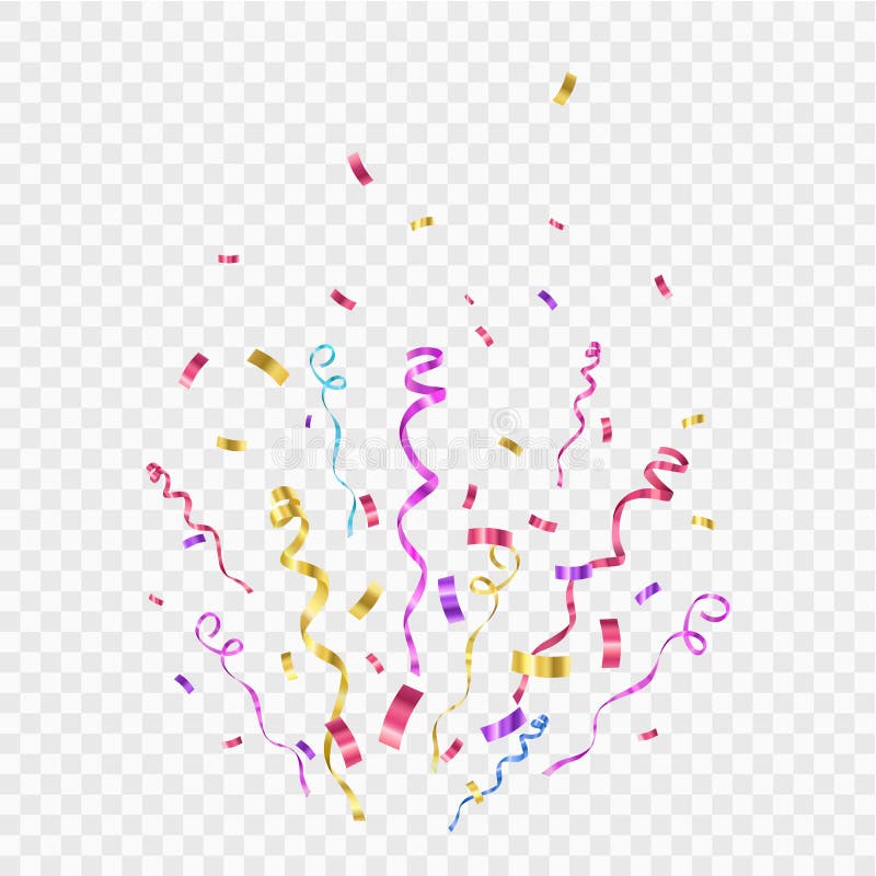 Muchos confeti y cinta coloridos que caen Vector ilustración del vector