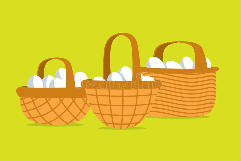 Muchos huevos puestos en diversa cesta ilustración del vector Muchos huevos puestos en diversa cesta ilustración del vector