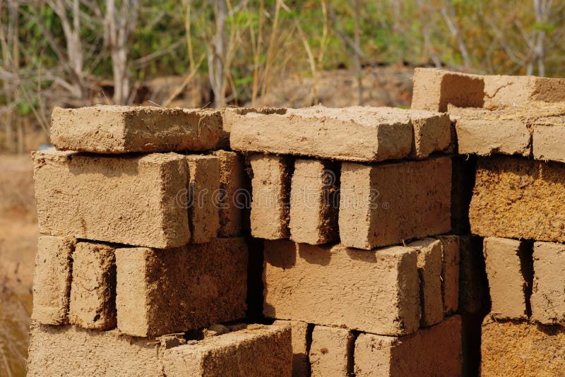 Mud Bricks or Bricks for Building Clay House Stock Image - Image of