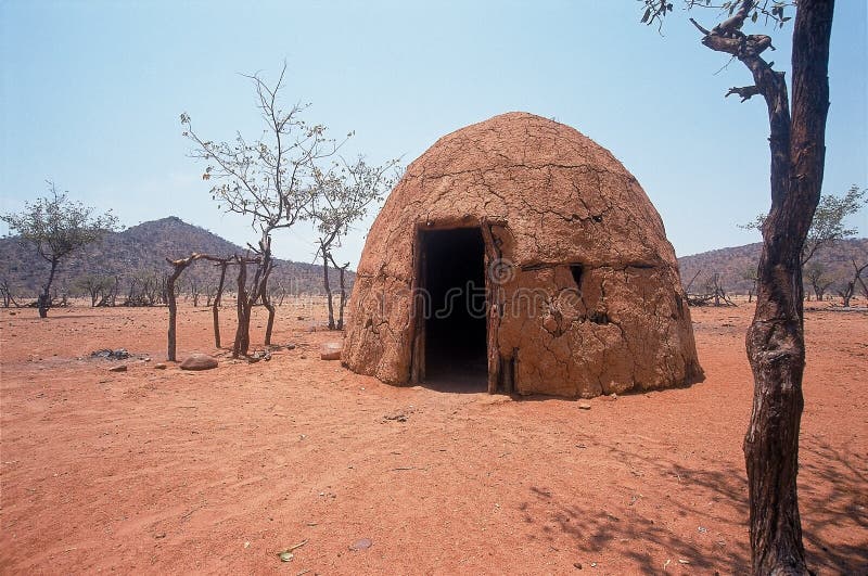 A Himba mud hut in the north of Namibia