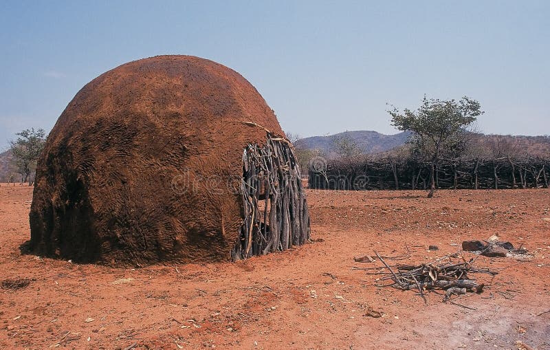 A Himba mud hut in the north of Namibia