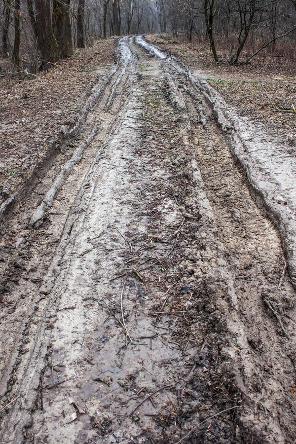 Mud on the road stock images