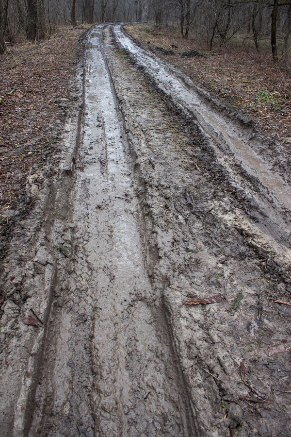 Mud on the road stock photo