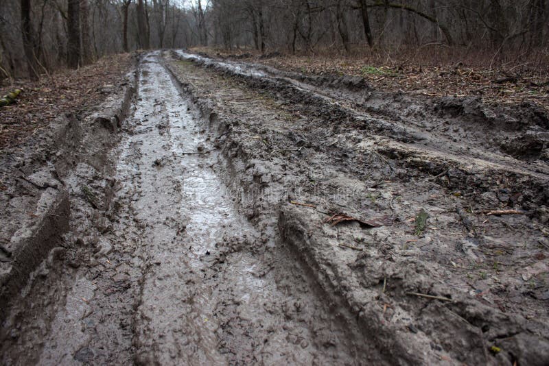 Mud on the road stock image. Image of slush, road, trace 107396967
