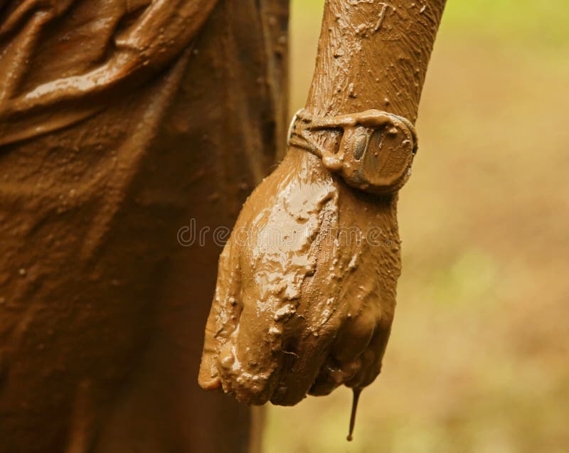 Mud Run Watch Hand royalty free stock photo Mud Run Watch Hand royalty free stock photo