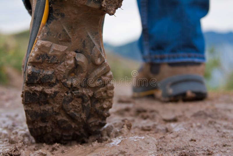 Muddy Boots stock image. Image of bottom, mountain, textured 14440895