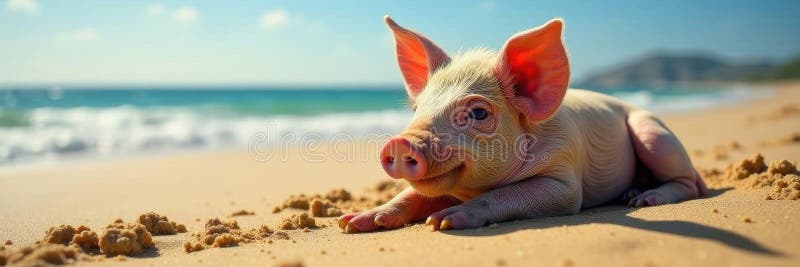 Muddy piglet vilar i soltorkade sanddyner i djurens sömnrörelser vektor illustrationer