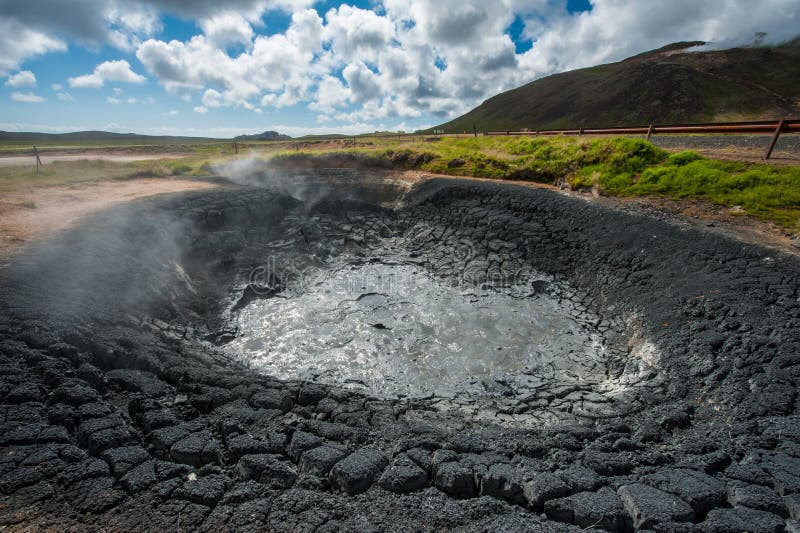 Mudpots in the geothermal area area Seltun near Krysuvik, Reykjanes peninsula - Iceland.