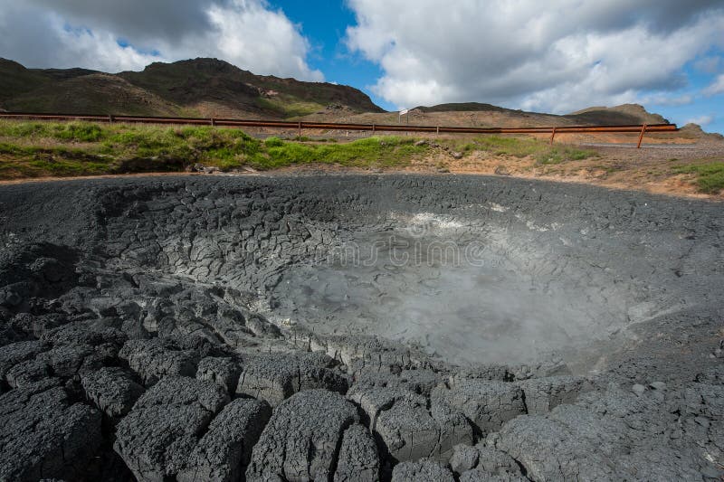 Mudpots in the geothermal area area Seltun near Krysuvik, Reykjanes peninsula - Iceland.