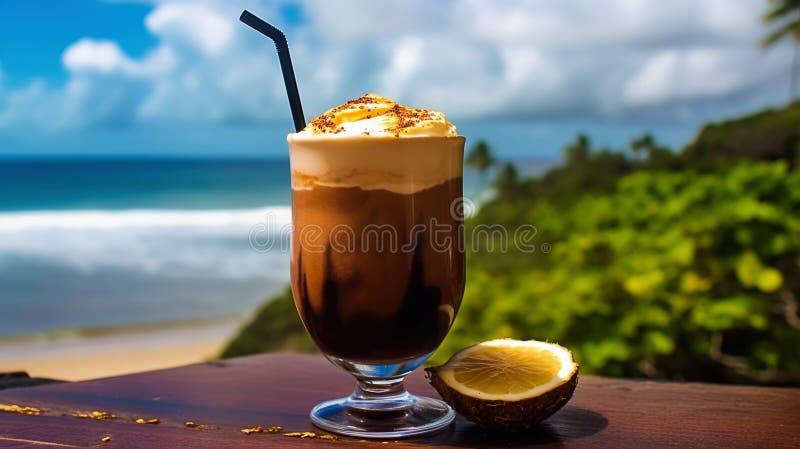 Mudslide Cocktail on Background with Blue Sea and Sky Tropical ... Mudslide Cocktail on Background with Blue Sea and Sky Tropical ...