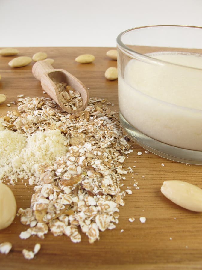 Muesli with almond milk stock image. Image of alternative 29724837