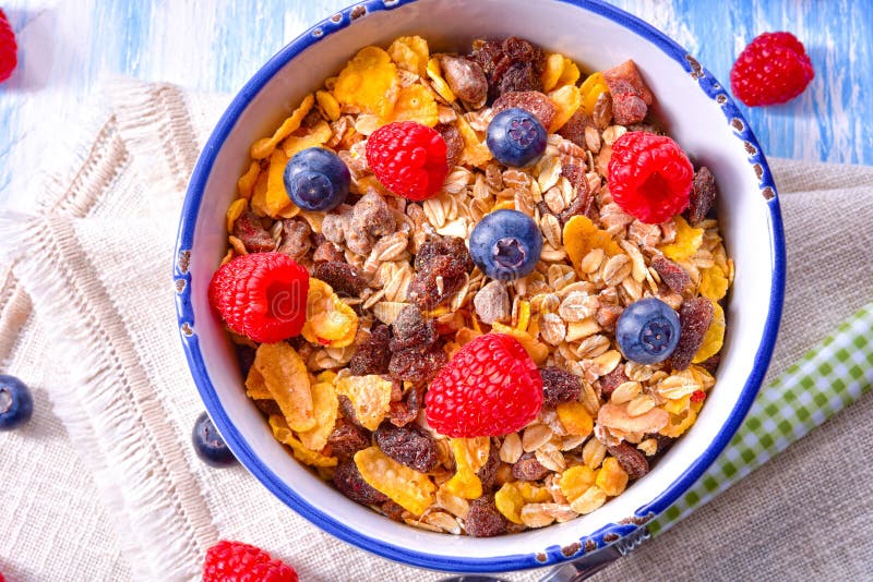 Muesli Breakfast Menu with Forest Fruits Stock Image Image of lifestyle, germany 114343965