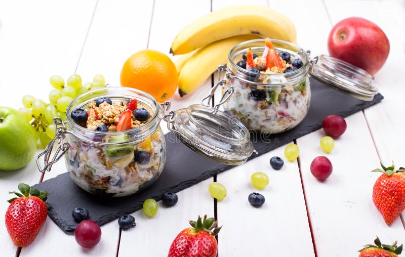 Muesli, Fruit, Berries in a Bowl on an Stock Photo Image of natural