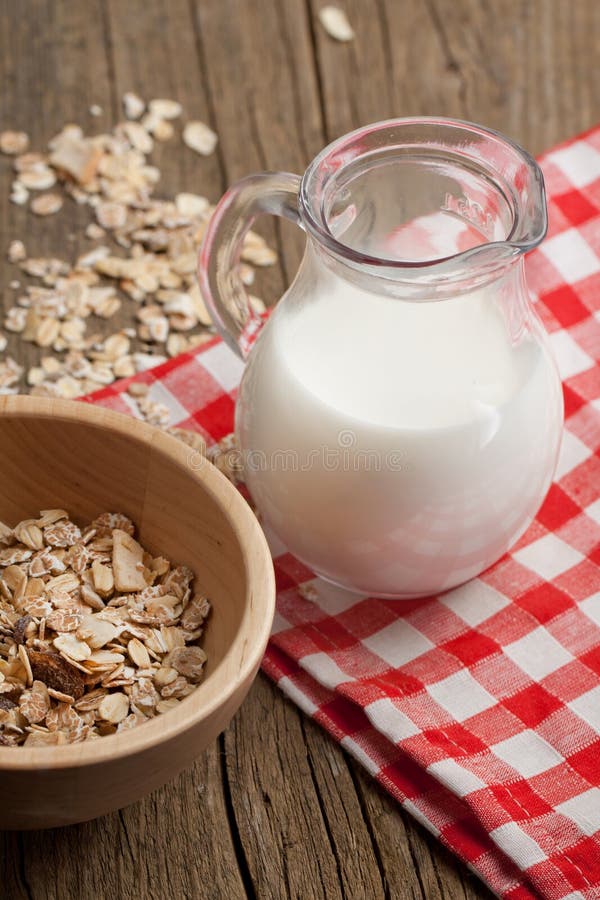 Muesli and milk stock image. Image of dieting, healthy 18993825