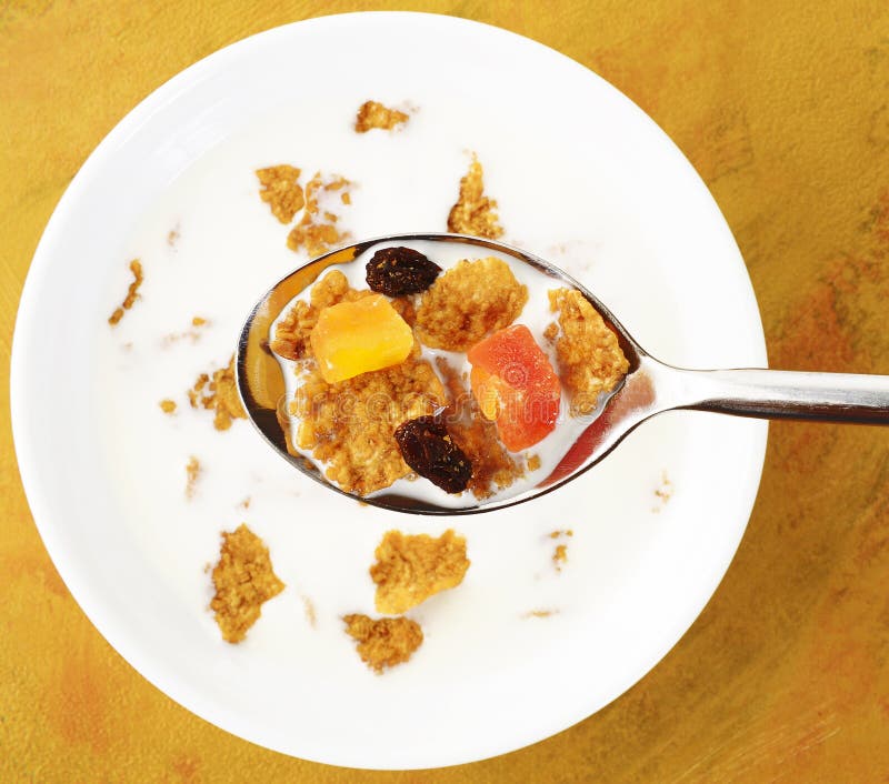 Muesli with milk stock photo. Image of delicious, grape 45548446