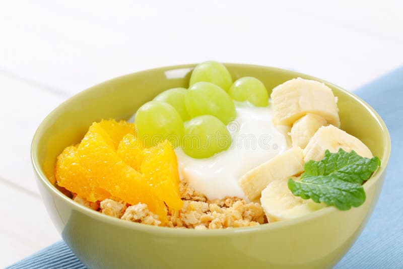 Muesli with Yogurt and Fresh Fruit Stock Image Image of fiber
