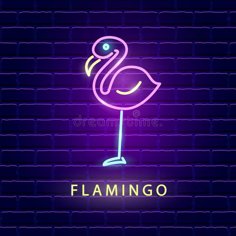 Muestra brillante de neón del flamenco libre illustration Muestra brillante de neón del flamenco libre illustration