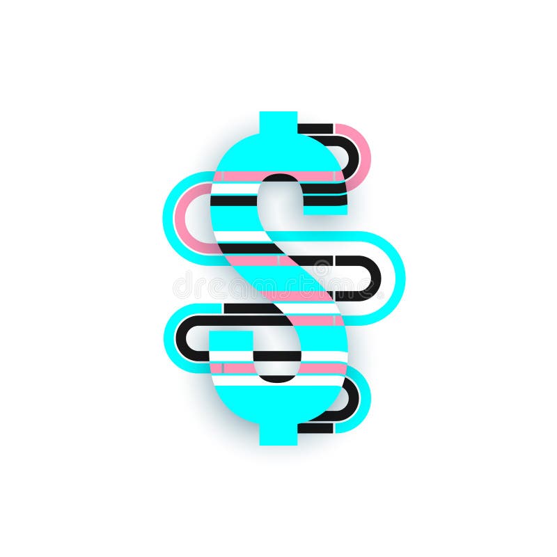 Muestra de dólar, icono del dólar con las líneas y formas redondas Fondo azul abstracto del vector del color en diseño mínimo ilustración del vector Muestra de dólar, icono del dólar con las líneas y formas redondas Fondo azul abstracto del vector del color en diseño mínimo ilustración del vector