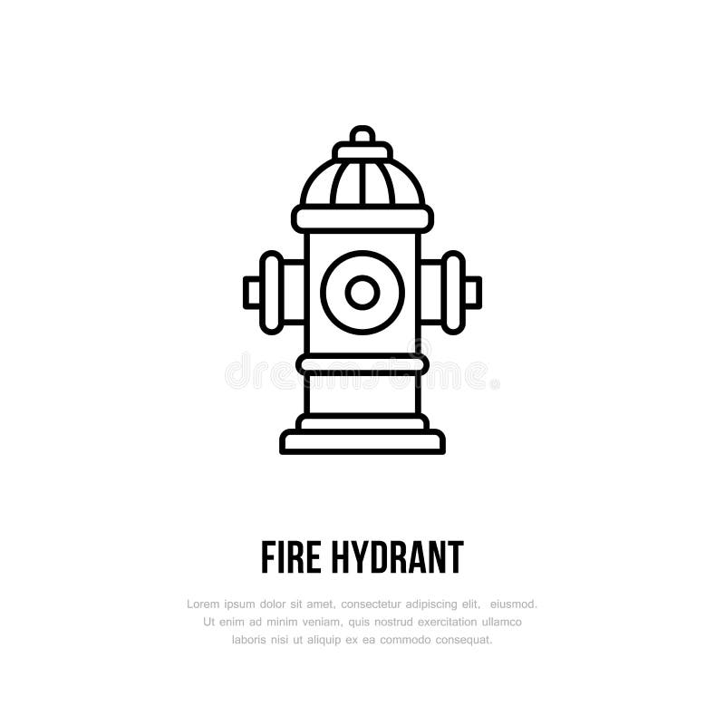 Muestra de la boca de incendios Lucha contra el fuego, línea plana icono del equipo de seguridad ilustración del vector Muestra de la boca de incendios Lucha contra el fuego, línea plana icono del equipo de seguridad ilustración del vector