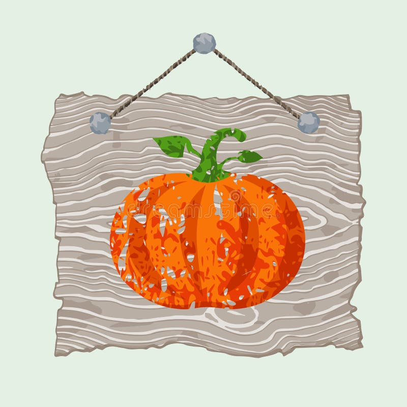 Muestra de madera con la calabaza ilustración del vector Muestra de madera con la calabaza ilustración del vector