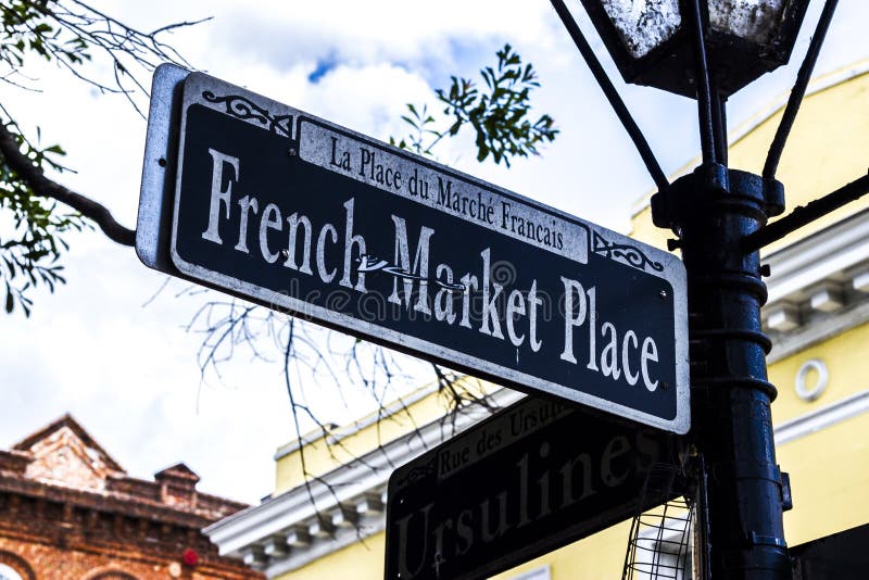 French Market Place Sign from New Orleans during the day. French Market Place Sign from New Orleans during the day