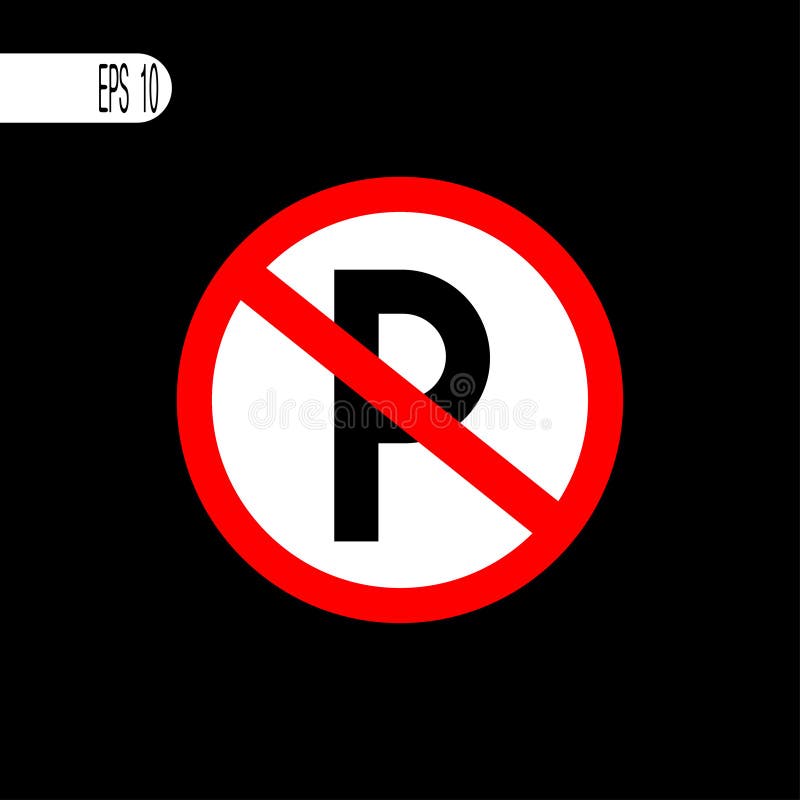 Muestra del estacionamiento prohibido, icono - ejemplo del vector stock de ilustración Muestra del estacionamiento prohibido, icono - ejemplo del vector stock de ilustración