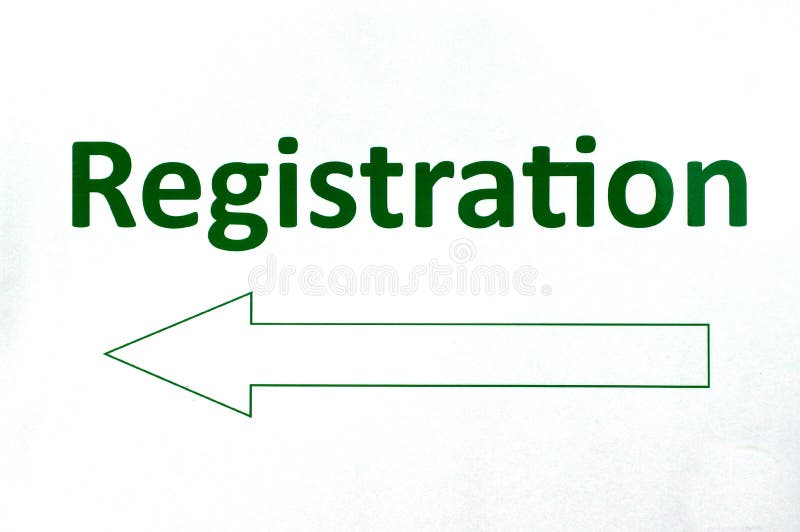 Registration sign with direction arrow. Registration sign with direction arrow.