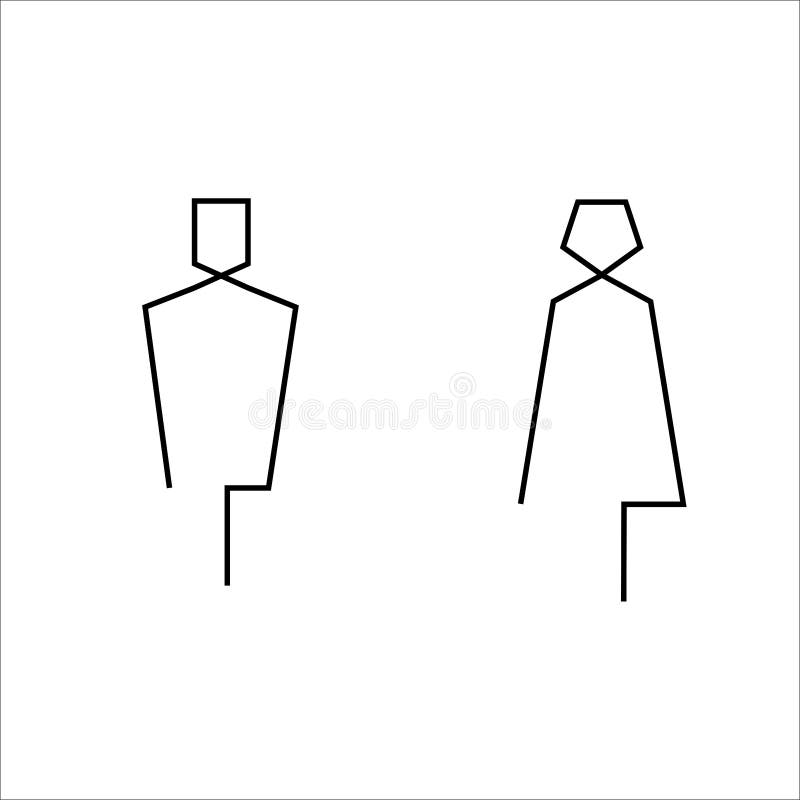 Muestra del retrete Muestra masculina y femenina - icono simple L?neas finas stock de ilustración Muestra del retrete Muestra masculina y femenina - icono simple L?neas finas stock de ilustración